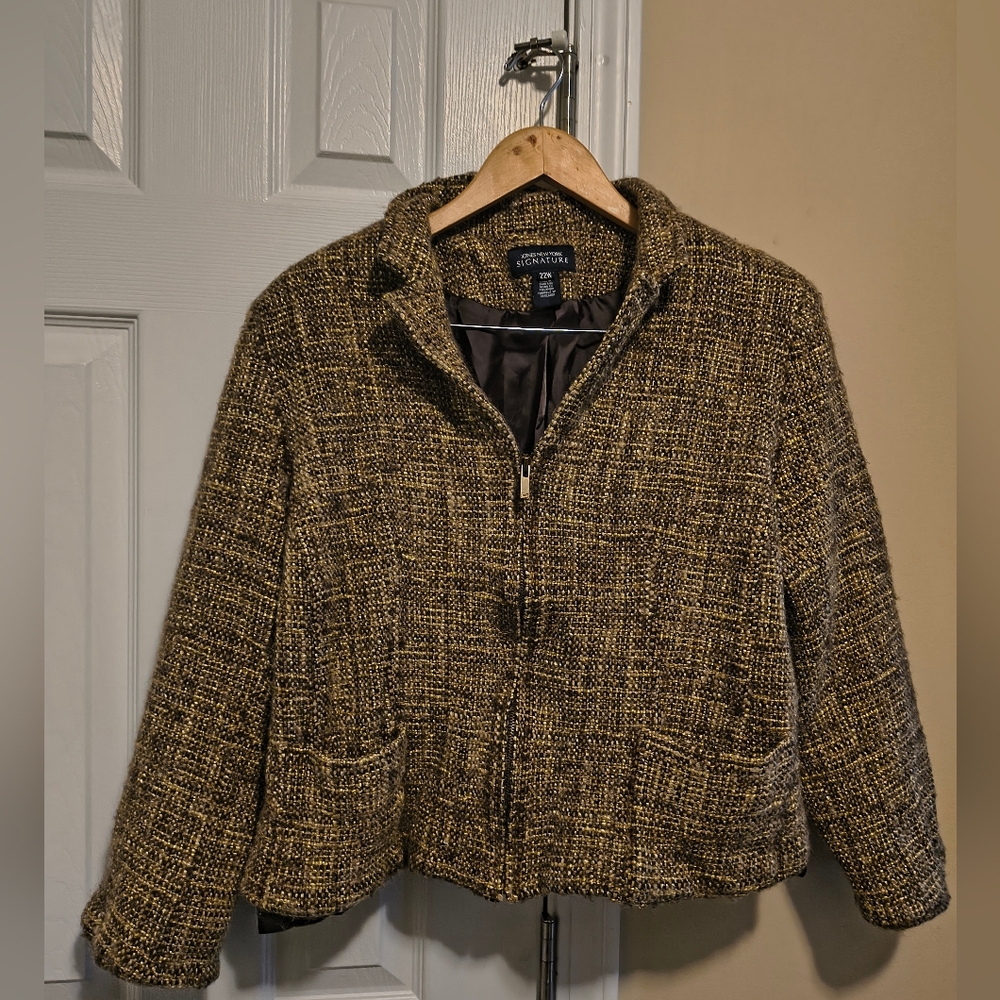 Jones New York Women's Tweed Blazer - Black and Tan